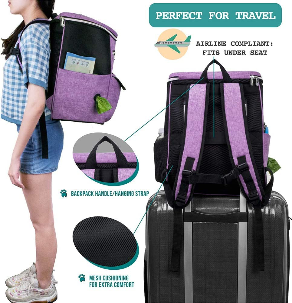 27L Airline-Approved Pet Travel Backpack | Complete Dog Travel Organizer with Food Storage & Feeding Accessories